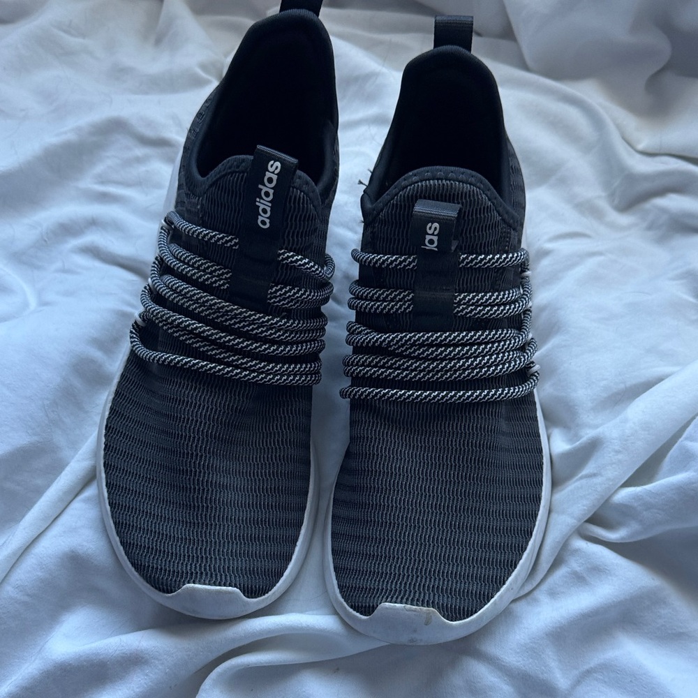 Adidas Men's Black and White Knit Sneakers